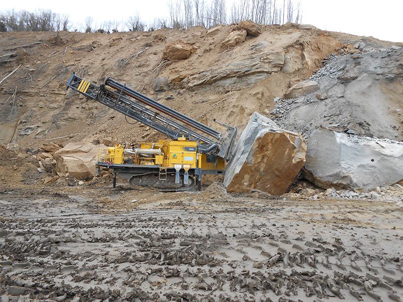 Rock Core Testing equipment on large boulder